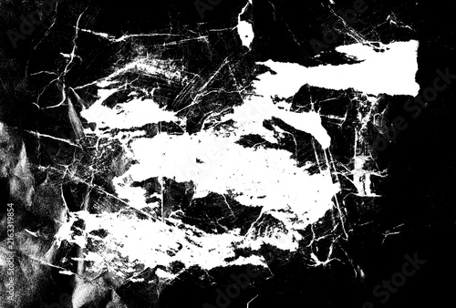 Distressed, scratched and grain black background, isolated on white, clipping path, design element, transparency