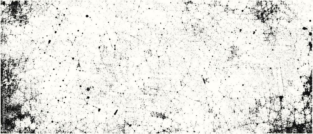 Fototapeta premium Abstract grunge texture vector background with distressed dust, grain overlay, rough dirty surface, splattered paint, worn edges, aged paper pattern and urban decorative design