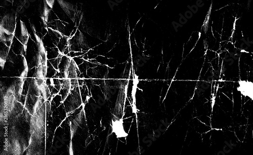 Distressed, scratched and grain black background, isolated on white, clipping path, design element