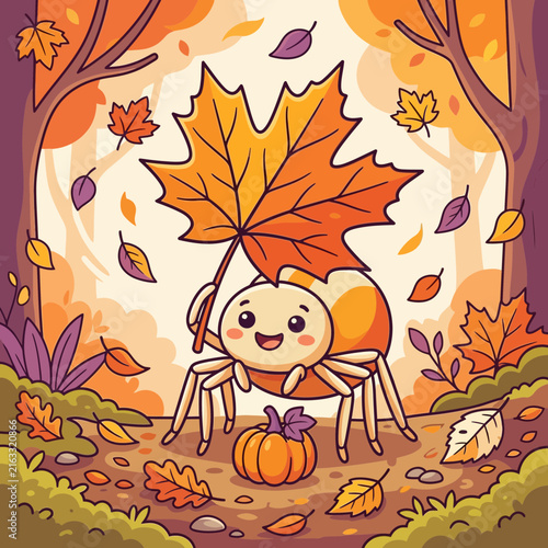 Foto Cute cartoon spider vector illustration