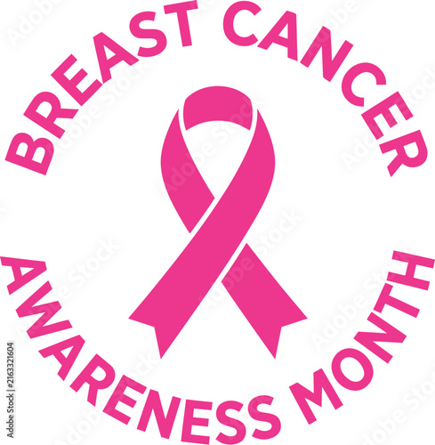 A professional pink ribbon illustration for the annual brest cencer awarness month vector graphic design project dedicated to supporting global health awareness initiatives