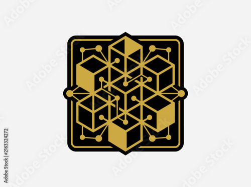 Abstract Network Grid Structure With Cubes And Nodes