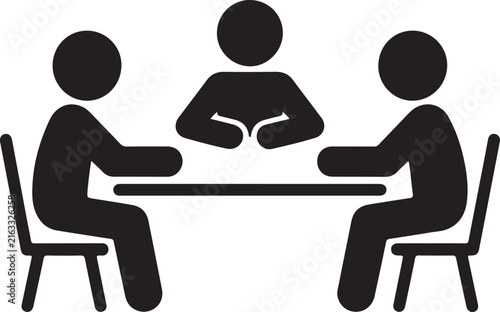 Three people having a meeting at a table