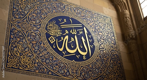 Tapety artystyczne Arabic calligraphy featuring allah on wall art