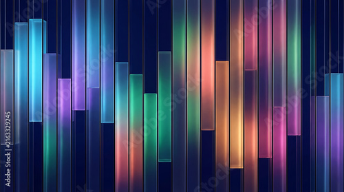 Abstract background with colorful glowing vertical bars and dark modern textures