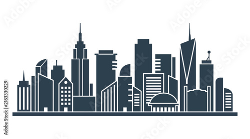 Foto City skyline silhouette against a white background depicts urban architecture