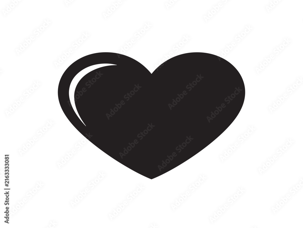 Obraz premium Minimalist black heart icon vector illustration. Simple love symbol outline for modern design and branding projects.
