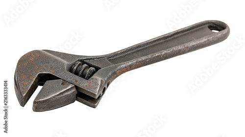 Canvastavla Rusty metal adjustable wrench tool, isolated on transparent background