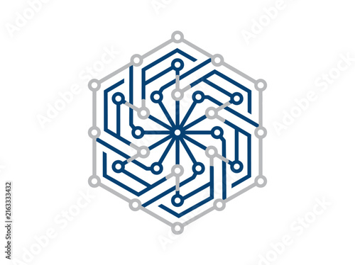 Abstract Hexagonal Circuit Board Design