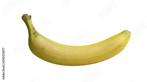 Obraz na plátne Ripe yellow banana with brown spots, isolated on transparent background