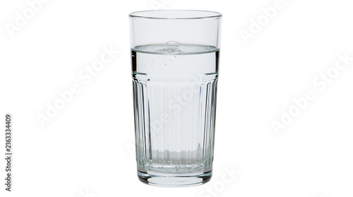 Photography Clear glass filled with sparkling water, isolated on transparent background