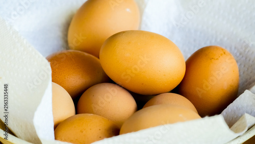 Whole Boiled Brown Eggs Prepared for Breakfast