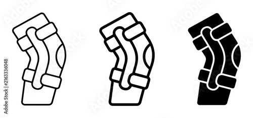 Knee Brace Icons, Medical Support Vector Graphics, Orthopedic Aid Set