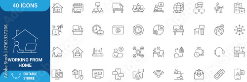 Bild auf Leinwand Working from home icon set