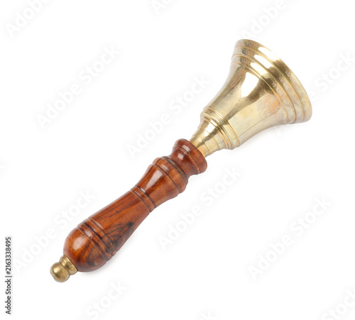 Canvastavla One golden school bell on white background