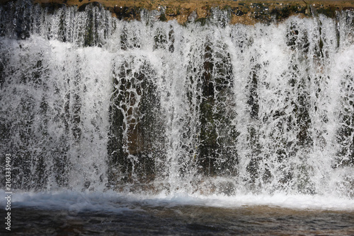 Cascading Waterfall Wall with Fresh White Water Spray for Outdoor Nature Tourism and Hiking