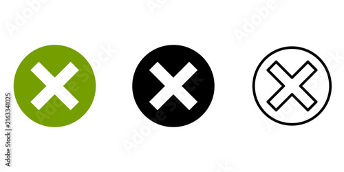 Foto Minimalist Cross Mark Vector Icon Set in Circle Flat and Line Style
