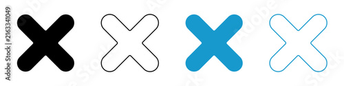 Konstfotografi Close Cross Vector Icon Set in Flat Line and Outline Style