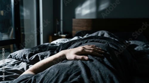 Comfortable Rest Under Soft Duvet Morning Sunbeams Gently Kissing The Bed