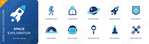 Canvas Print Space exploration icon set
