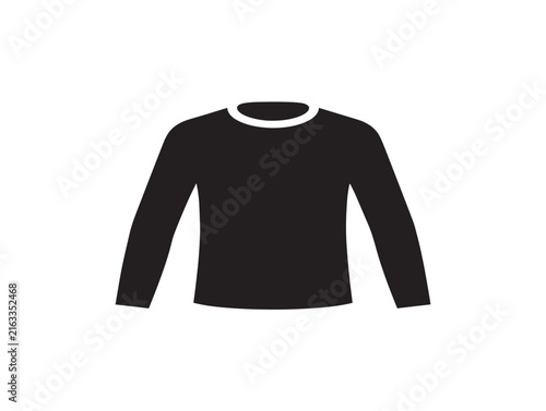 Black long sleeve shirt isolated on white background. Minimalist fashion top for casual or professional apparel design.