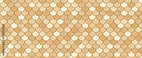 Golden Beige Seamless Scale Pattern, Scallop and Shingle Texture, Geometric Vector Design for Wallpaper, Textile, Fabric, Roof Tile, Packaging, Ceramic and Surface Design
