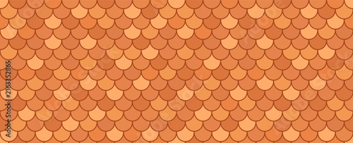 Terracotta Seamless Fish Scale and Roof Tile Pattern, Scallop and Shingle Texture, Geometric Vector Design for Wallpaper, Textile, Fabric, Roof Tile, Packaging, Ceramic and Surface Design
