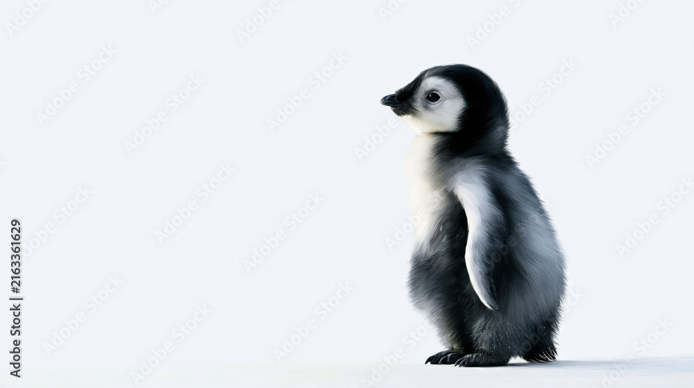 Obraz premium Young penguin standing on white background