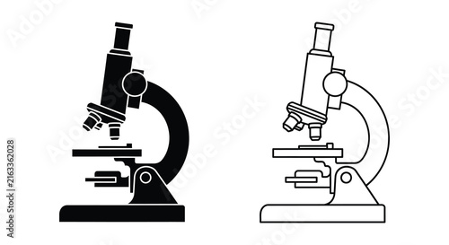 Microscope silhouette and line drawing lens optics