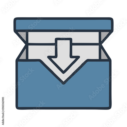 Blue storage box container vector icon illustration