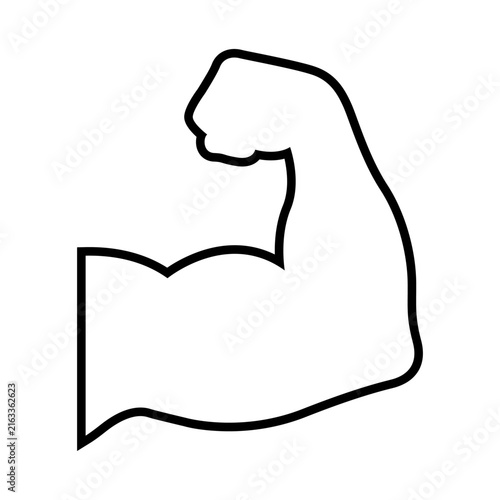 Strong arm muscle outline vector icon illustration