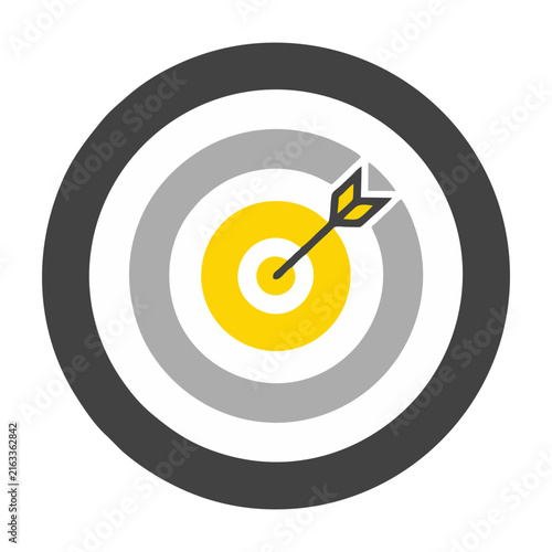 Classic target icon with concentric gray rings and a yellow center representing goals, focus, precision and achievement, vector