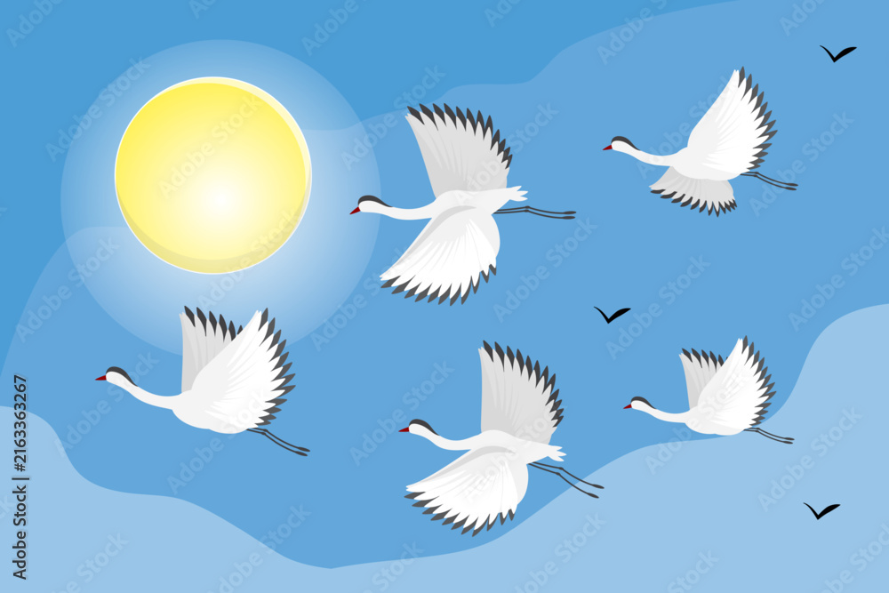 Naklejka premium 3D Isometric Flat Vector Illustration of Bird Migration, World Migratory Bird Day Banner