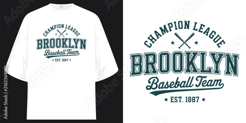 champion league brooklyn baseball team vintage est 1887 sports varsity graphic tee t shirt design vector illustration artwork