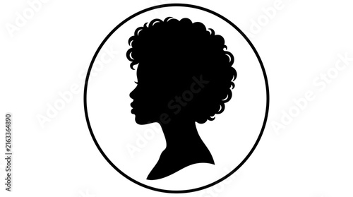 Obraz na plátne Minimalist vector illustration featuring side profile silhouette of a woman with