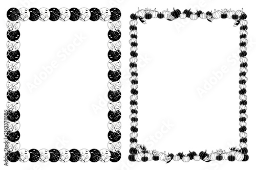 Decorative Halloween frames isolated on a white background. Vector illustrations of decorative frames.