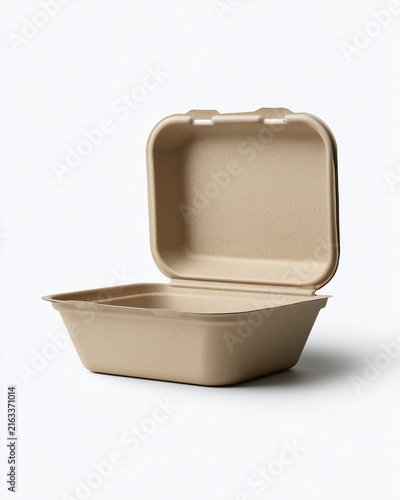 Open bagasse compostable clamshell container