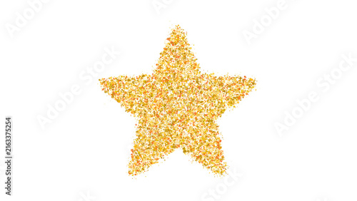 Golden glitter five-point stars, shimmering sparkle star with glowing particles vector Isolated on Transparent background