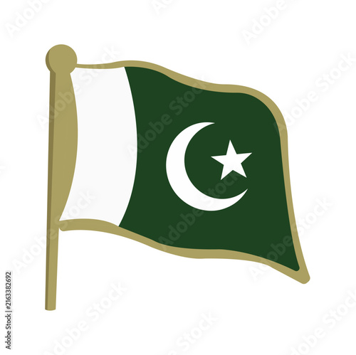 Foto Pakistan flag vector illustration, waving Pakistani national flag on flagpole, g