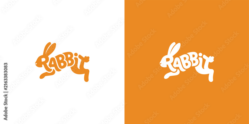 Naklejka premium RABBIT Logo with Integrated Animal Typography