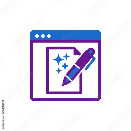 Digital content creation and web writing icon flat vector illustration