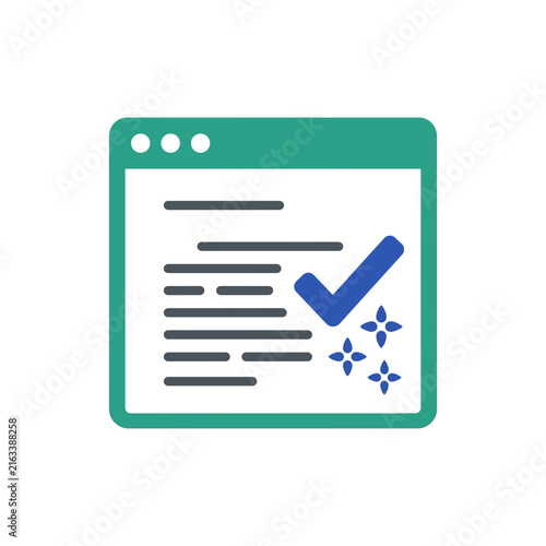 Browser Window Icon with Checkmark Symbol for Success Concept