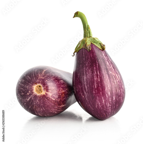 Fresh purple eggplant isolated on a white background