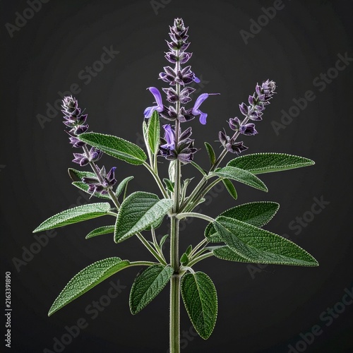 Salvia officinalis Common Sage isolated 