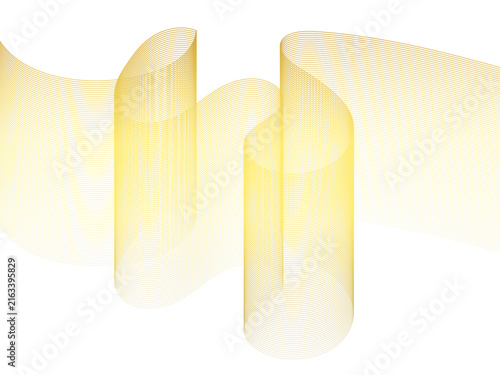 Abstract golden wave background with flowing lines forming a smooth dynamic shape transparent background