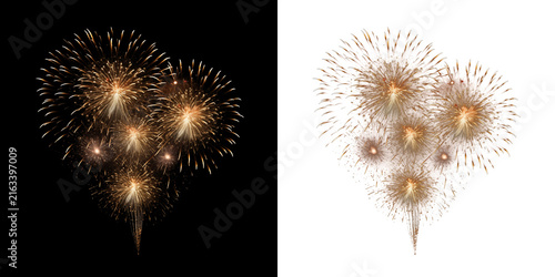 Golden heart shaped firework display isolated on white background for celebratory occasions transparent background