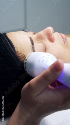 High-frequency skin tightening facial treatment performed on patient