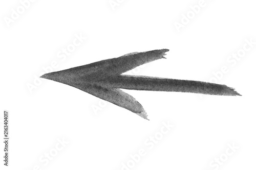 hand drawn watercolor arrow black on a white background