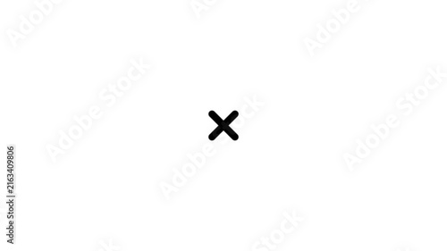 Black x mark symbol graphic animation loop a clean x symbol glowing against a solid white background, suitable for warning or error notification motion cross error warning delete cancel