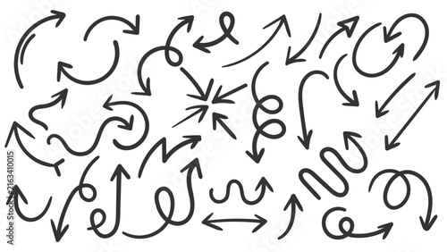 Cuadro en lienzo Big hand drawn doodle collection, scattered sketch arrows marks and scribble sym